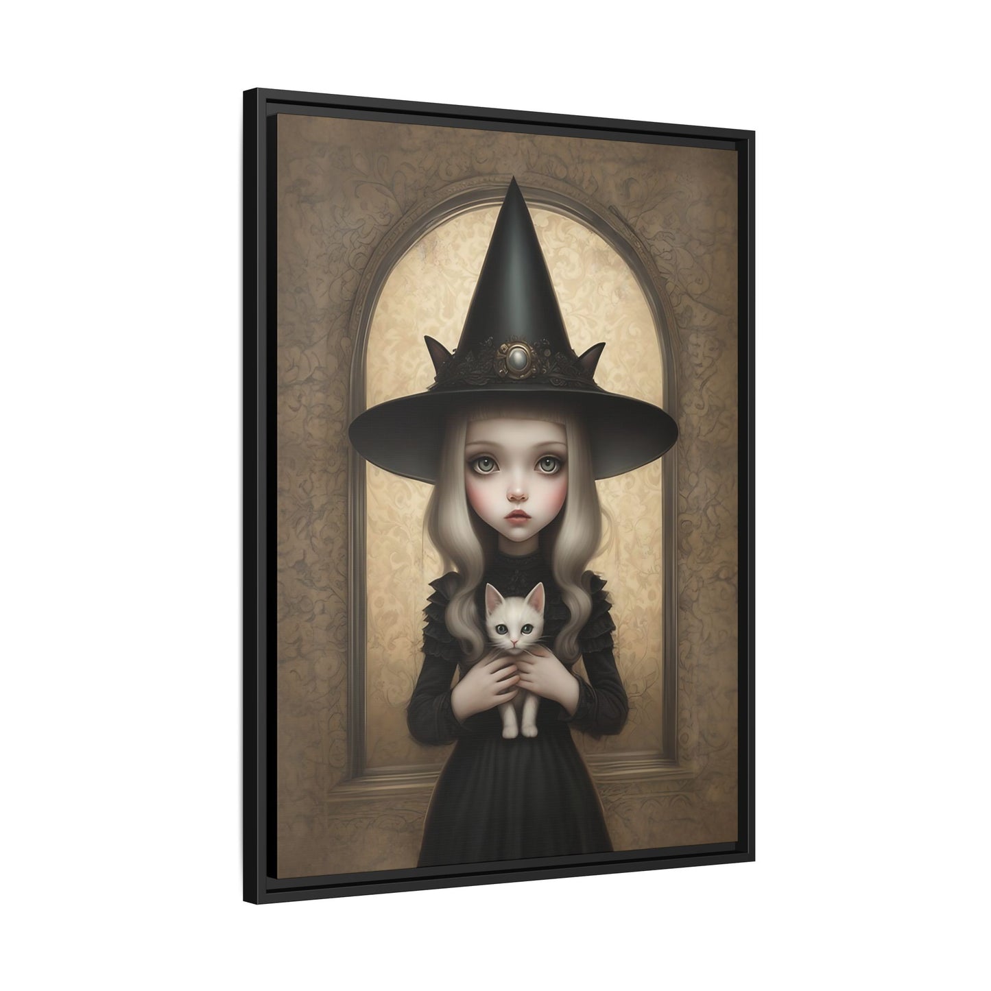 Witchcraft & Whiskers: Pop Gothic Mystique! dark art decor, gothic decor, goth decor, girl and cat, witchy art, spooky decor, cottagecore