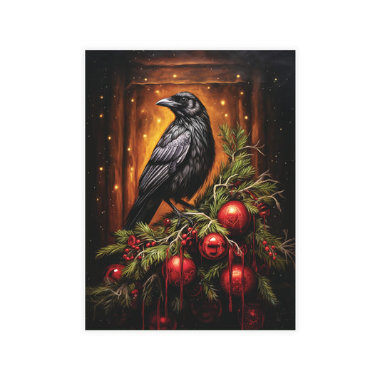 A Corvid Christmas, Raven Christmas Postcards holiday greeting cards dark Christmas cards cool Christmas blank Christmas post cards, gothic