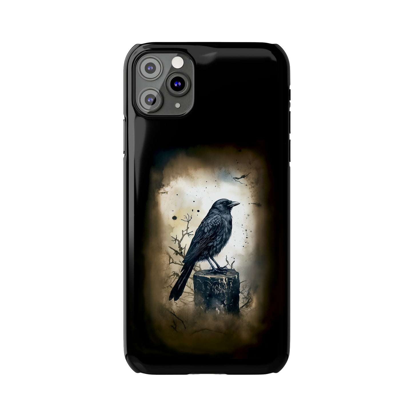 Raven Visage Black Raven Gothic Slim Phone Case iPhone 15 Pro Case Black iPhone Case Black iPhone 15 case 14 13 dark academia