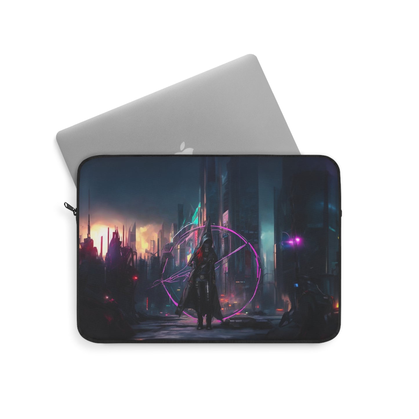 Technomancer's Ward, Cyberpunk Mage Laptop Sleeve, Anarchy Girl, aesthetic laptop, soft laptop sleeve, soft macbook case, anarchy symbol