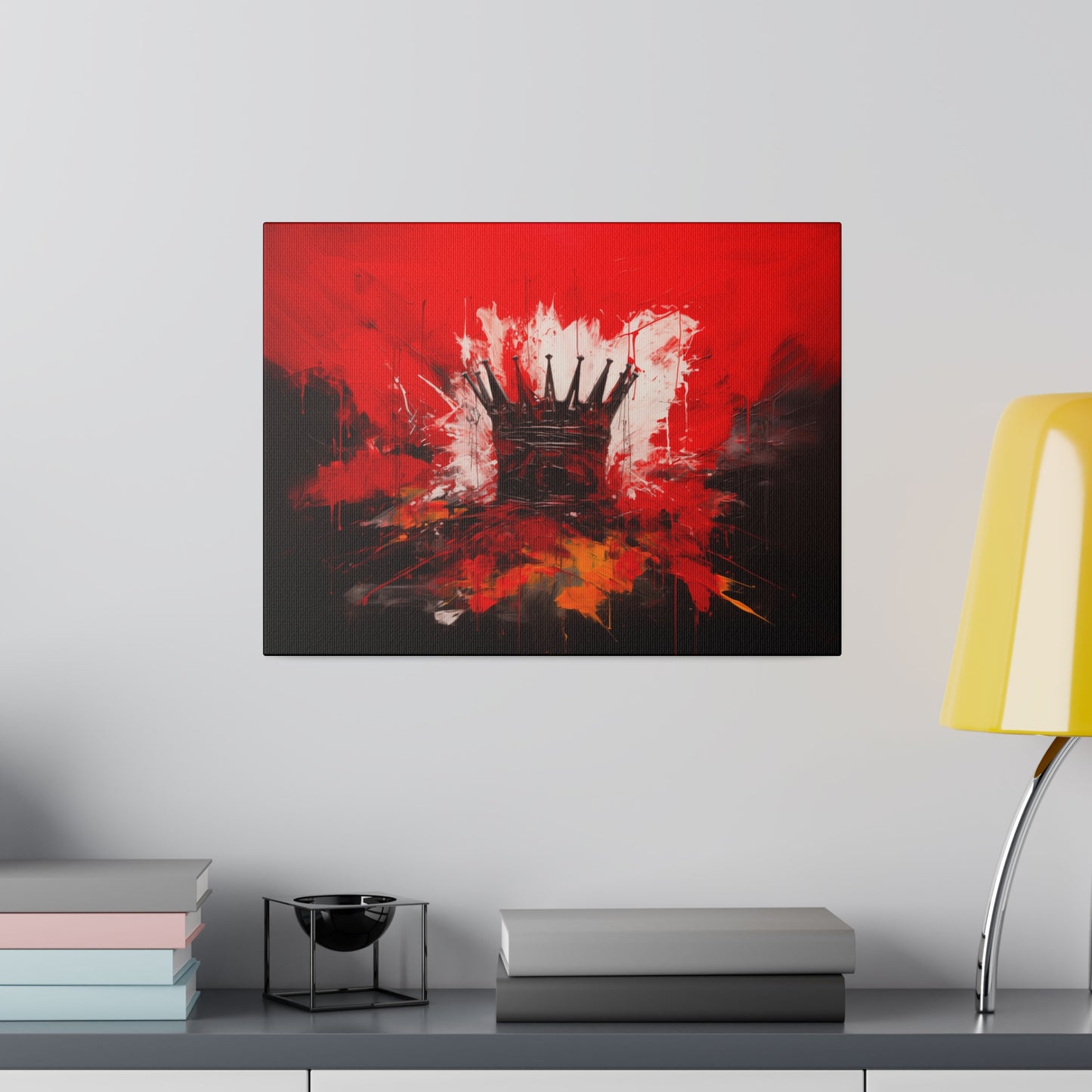 Painted Crown Matte Canvas Red and Black Abstract Art Print 12x9, 16x12, 24x16, 30x20, 36x24, 40x30, 48x32 inch Artwork