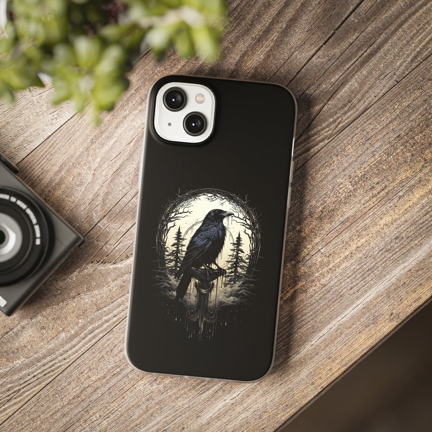 Night's Sentinel Goth Raven Phone Case for iPhone 13 14 pro max Galaxy s22 s23 ultra - optional gift box -dark academia black phone case