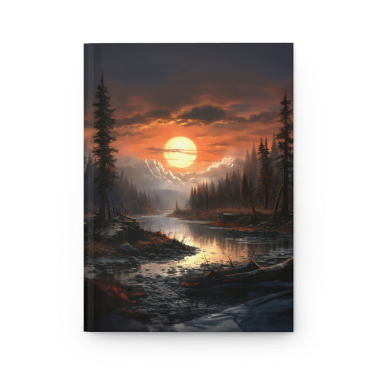 Original Sunset Nature Art Notebook - Sunset Journal, Sunset Notebook, Woods, cabin, nature, serene