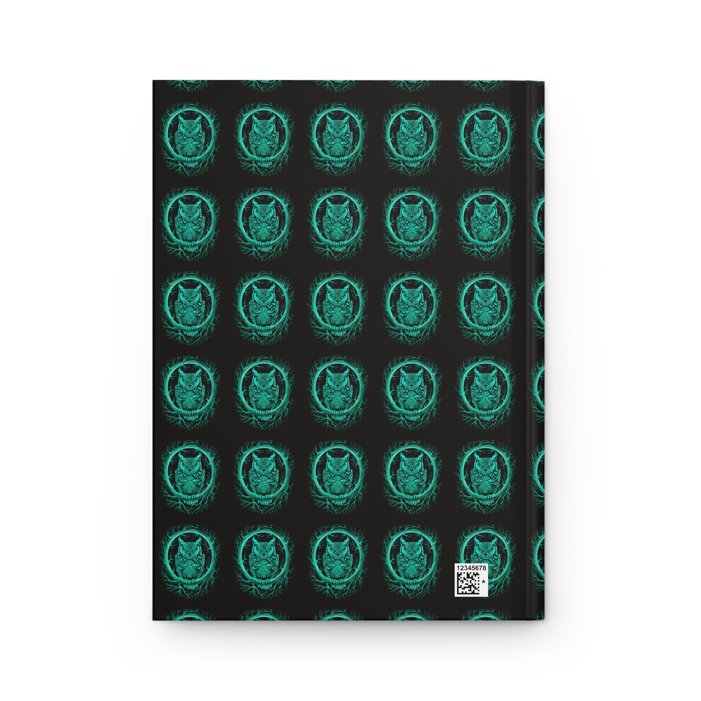 Owl Wreath Hardcover Journal Green and Black Notebook