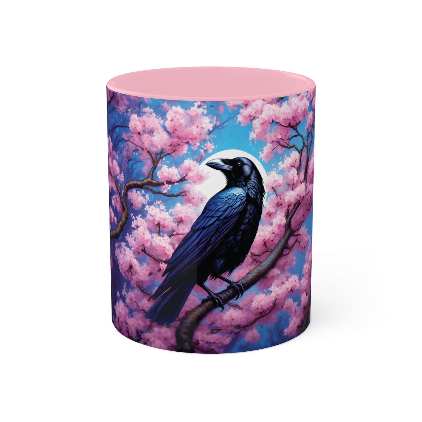 Raven Sakura Cherry Blossom Colorful Mug 11oz - My original art