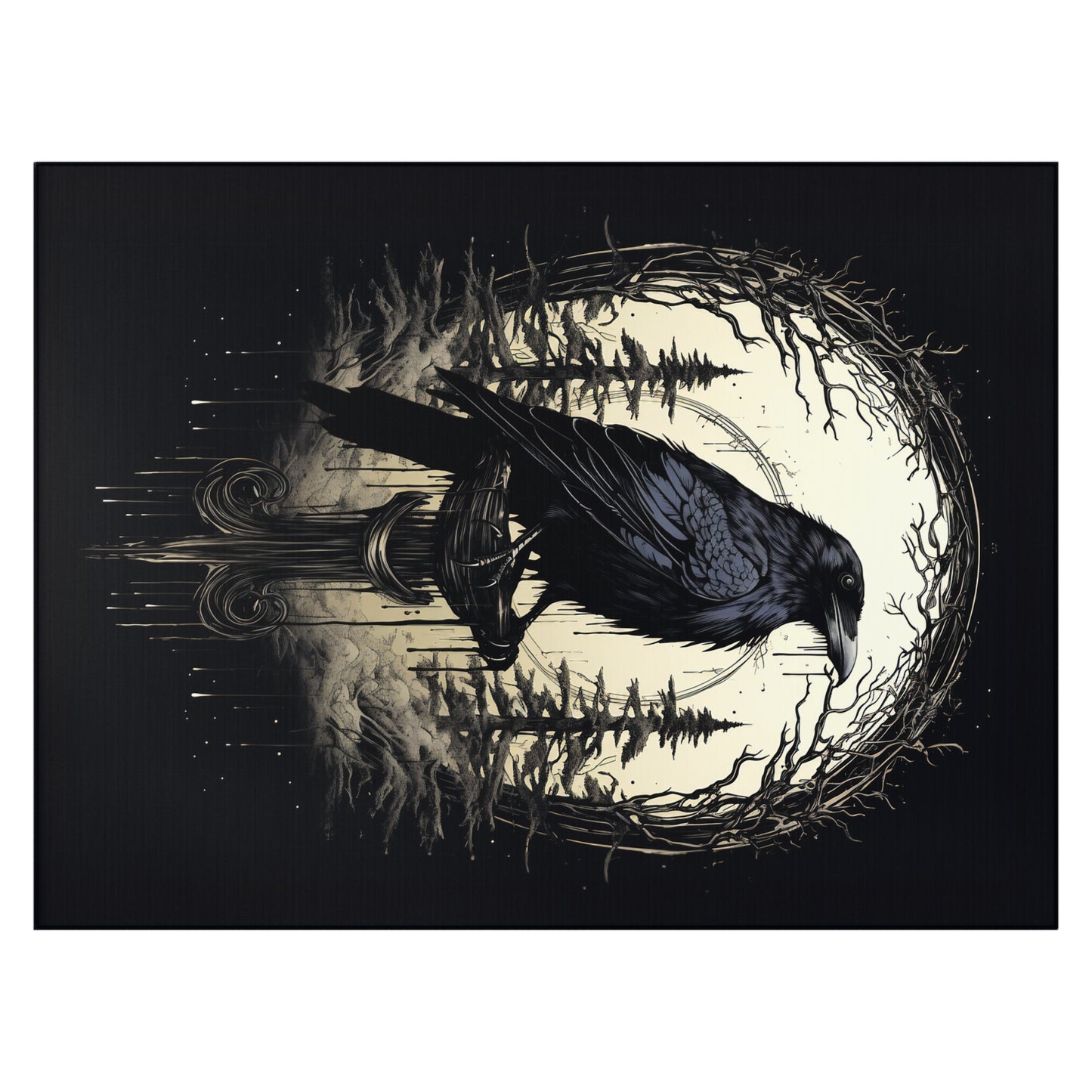 Night's Sentinel Dornier Rug - Gothic Raven Rug in Dark Academia Style