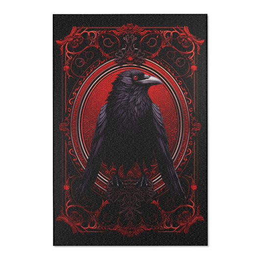 Red Raven Rug Carpet Area Rug Gothic Raven Rug Dark Academia Rug Red and Black and Red Area Rug non-skid non skid nonskid rug 2x3 3x2 4x6