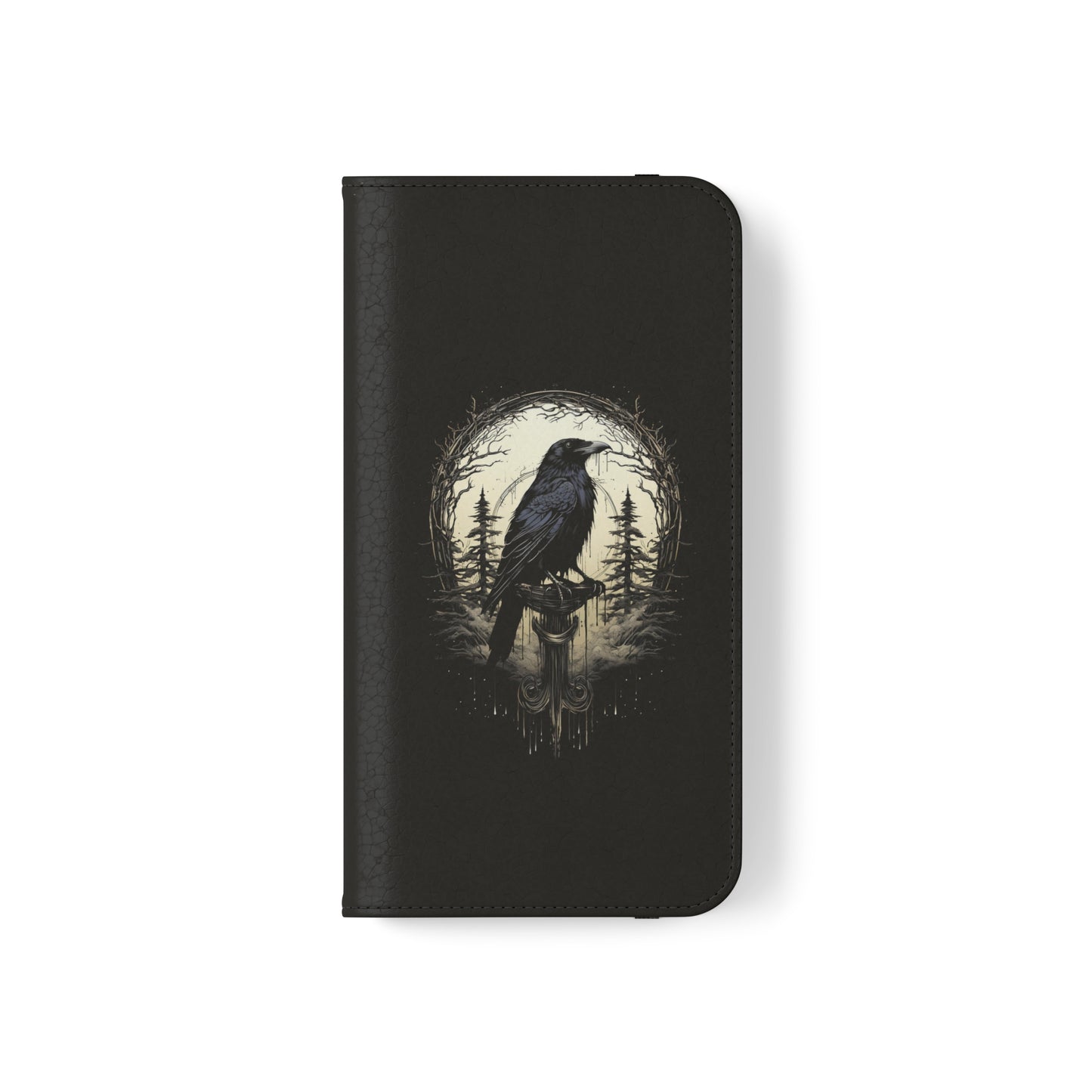 Night's Sentinel Flip Case Phone Case Gothic Raven Flip Phone Case Dark Academia Phone Case Dark Art Flip Case s22 s21 iphone 13 12 11