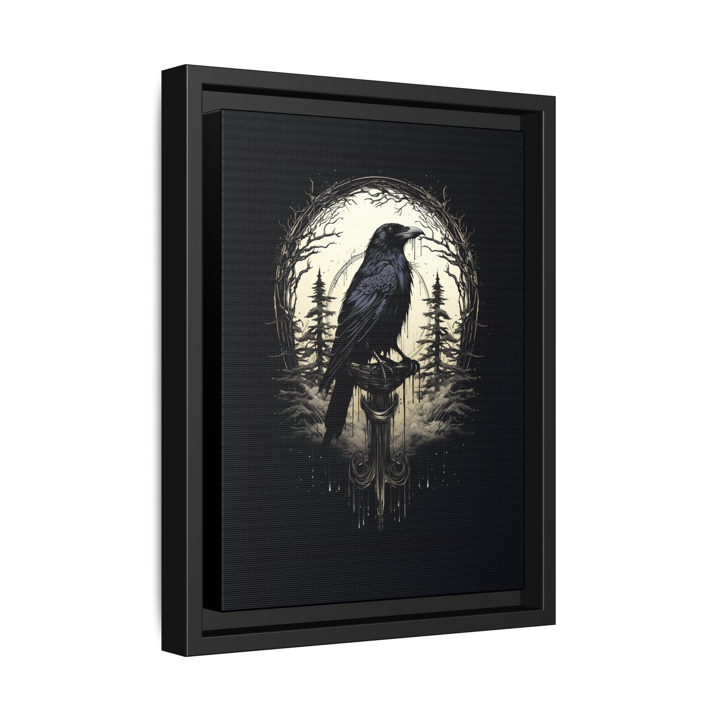 Night's Sentinel Canvas Print - My original art - gothic dark academia raven