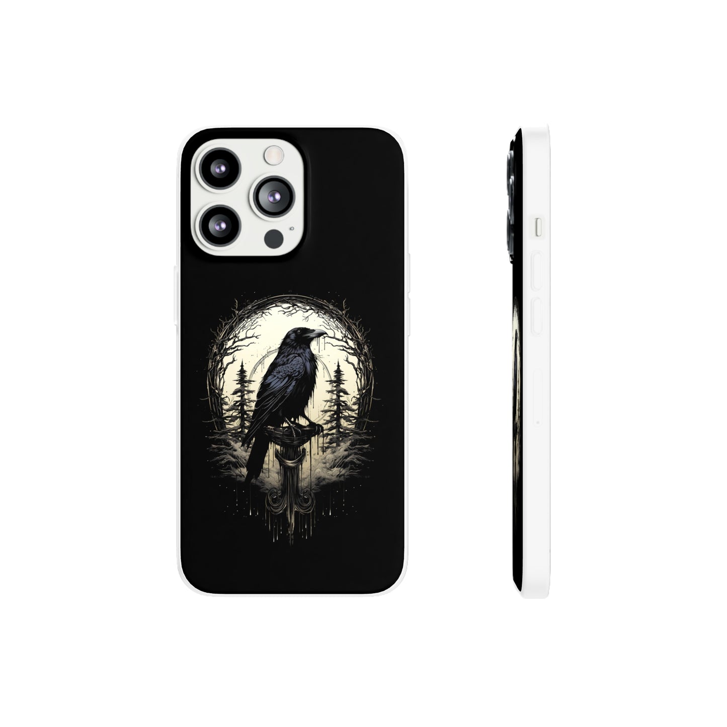 Night's Sentinel Goth Raven Phone Case for iPhone 13 14 pro max Galaxy s22 s23 ultra - optional gift box -dark academia black phone case