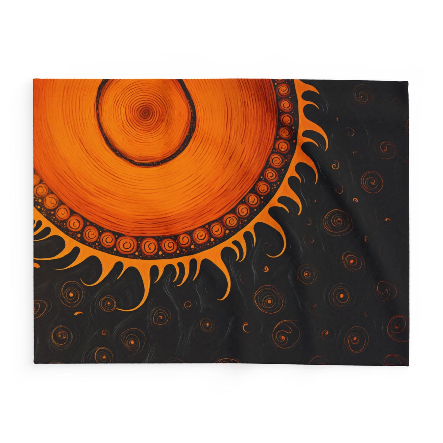 Flaming Sun Blanket Arctic Fleece Blanket Orange Black Fuzzy Blanket Warm Blanket Soft Blanket Boho Sun Trippy