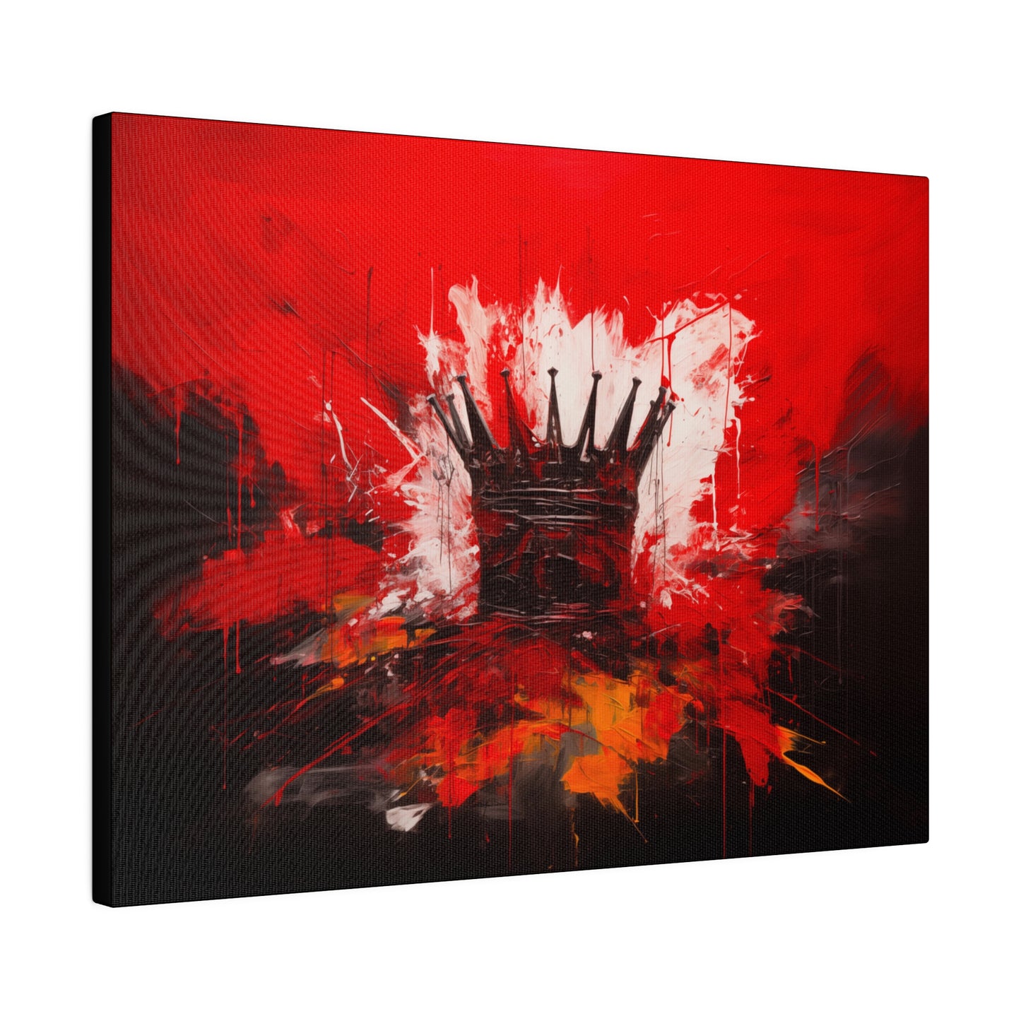 Painted Crown Matte Canvas Red and Black Abstract Art Print 12x9, 16x12, 24x16, 30x20, 36x24, 40x30, 48x32 inch Artwork