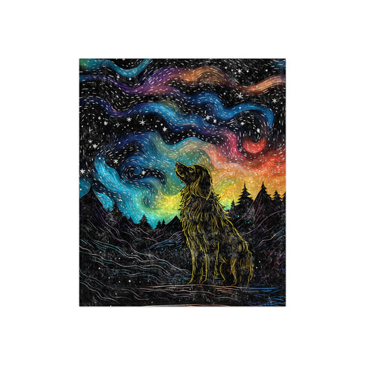 Starry Doggo Crushed Velvet Blanket Snuggly 50 x 60 Whimsical Rainbow Dog Comfy Throw Blanket