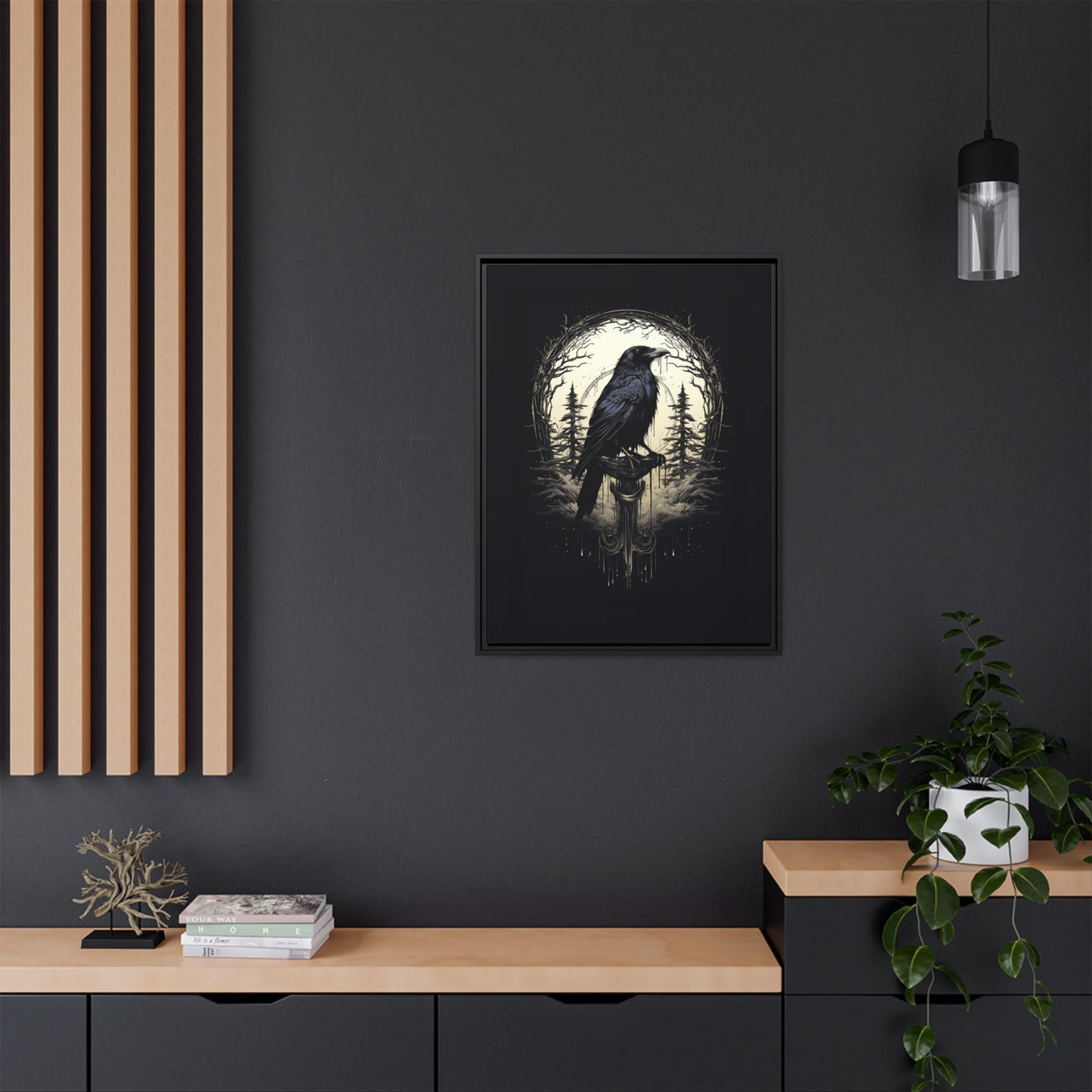 Night's Sentinel Canvas Print - My original art - gothic dark academia raven