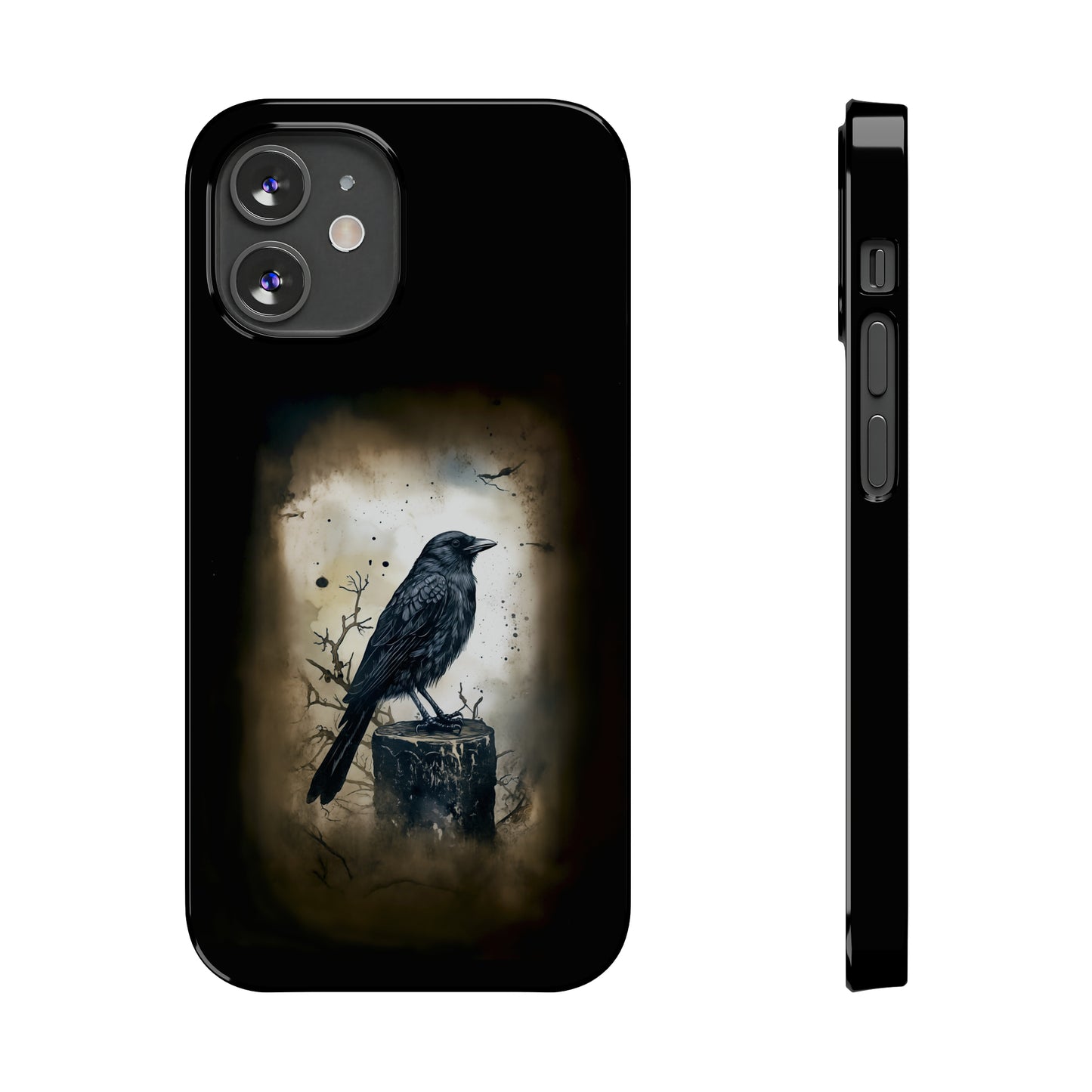 Raven Visage Black Raven Gothic Slim Phone Case iPhone 15 Pro Case Black iPhone Case Black iPhone 15 case 14 13 dark academia