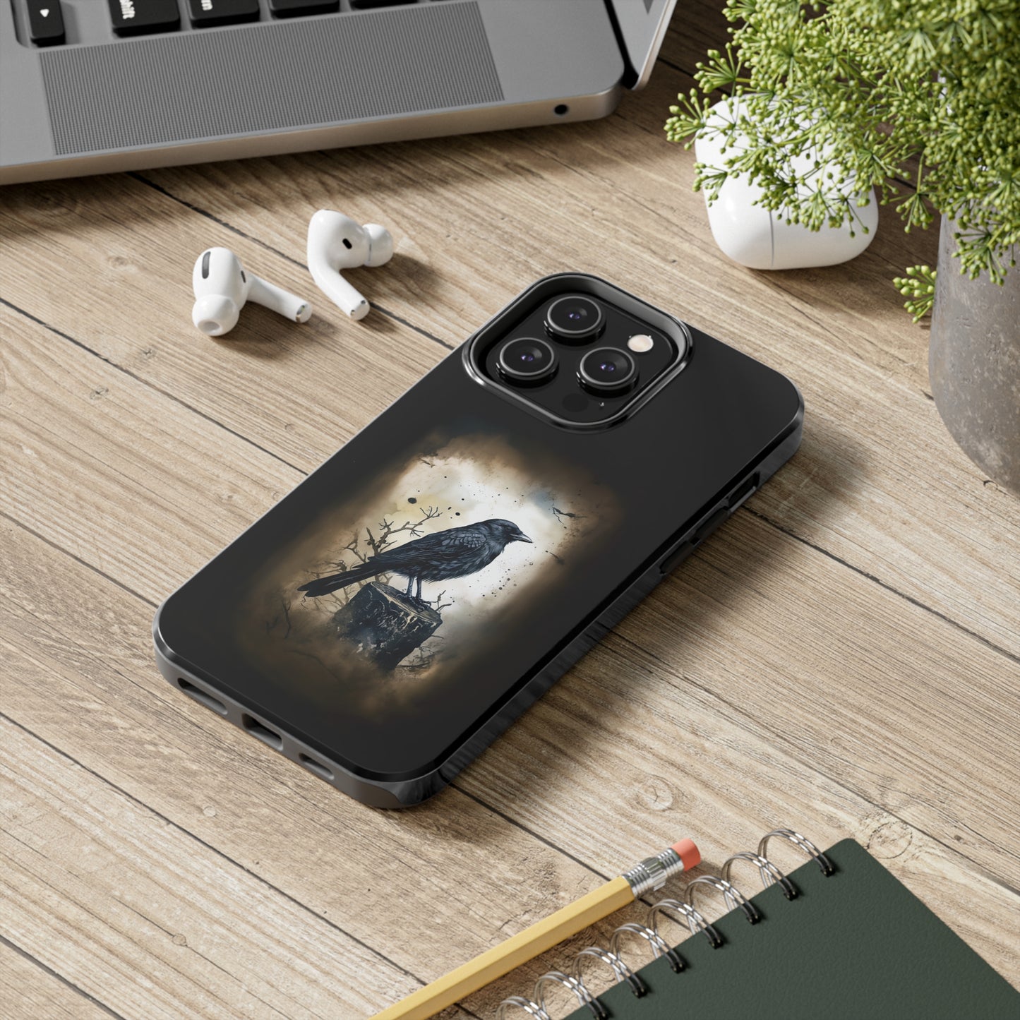 Raven Visage Tough Phone Case for iPhone 15 14 13 12 11 pro max XR XS 7 8 SE Gothic Black phone case Dark Academia iPhone case