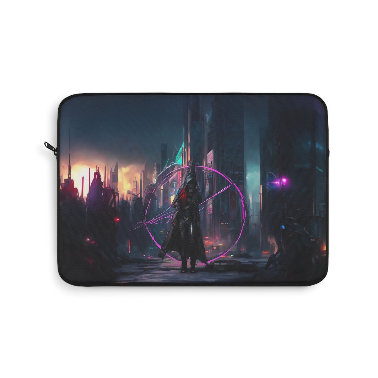 Technomancer's Ward, Cyberpunk Mage Laptop Sleeve, Anarchy Girl, aesthetic laptop, soft laptop sleeve, soft macbook case, anarchy symbol