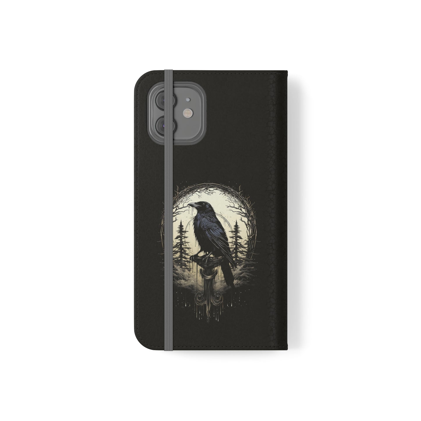 Night's Sentinel Flip Case Phone Case Gothic Raven Flip Phone Case Dark Academia Phone Case Dark Art Flip Case s22 s21 iphone 13 12 11