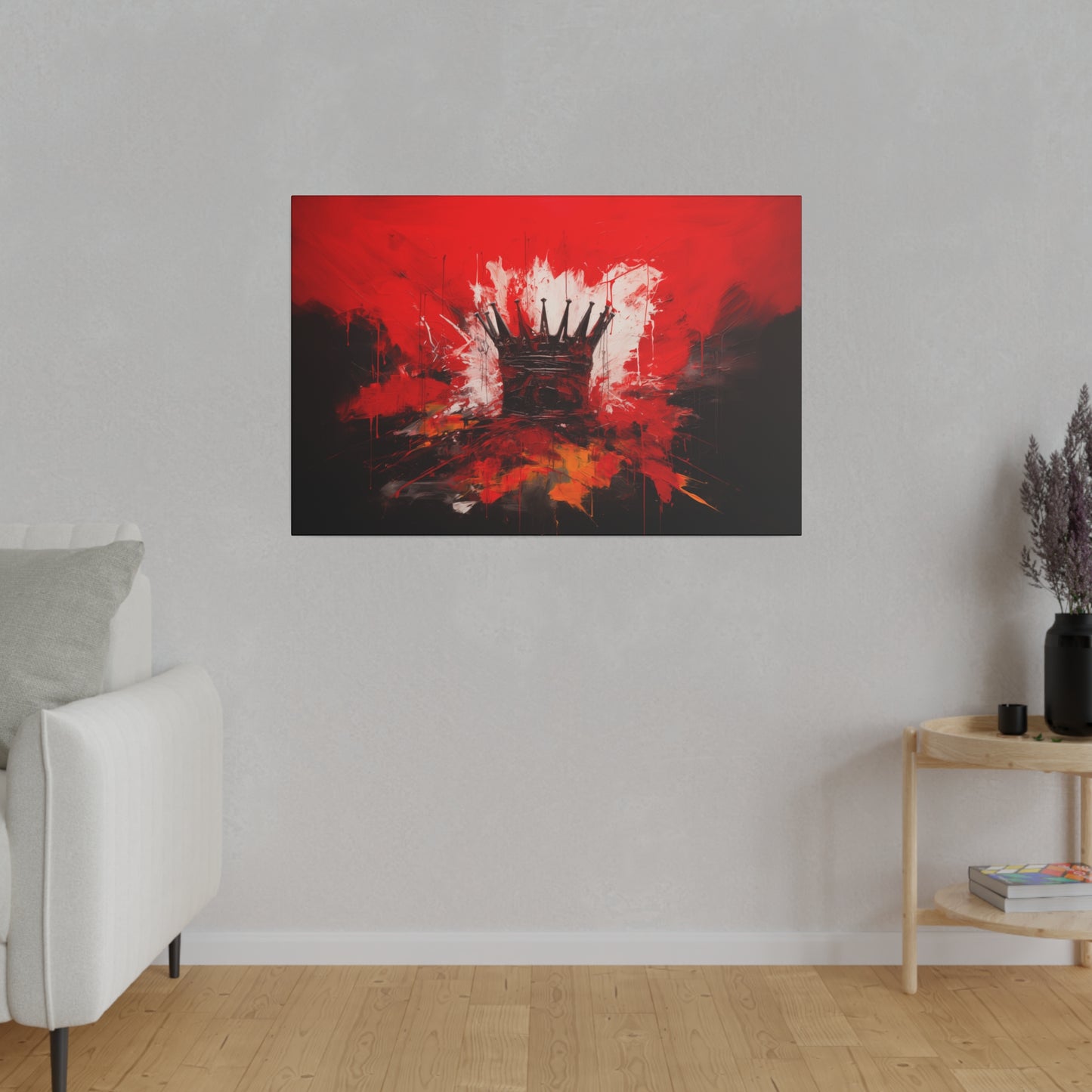 Painted Crown Matte Canvas Red and Black Abstract Art Print 12x9, 16x12, 24x16, 30x20, 36x24, 40x30, 48x32 inch Artwork