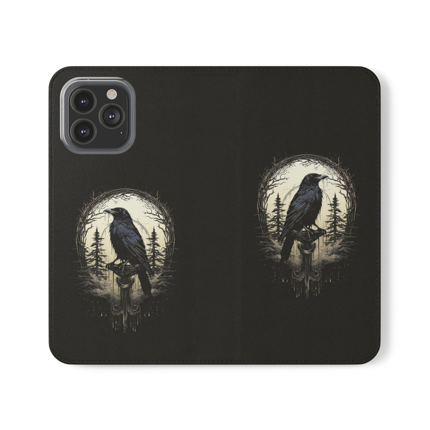 Night's Sentinel Flip Case Phone Case Gothic Raven Flip Phone Case Dark Academia Phone Case Dark Art Flip Case s22 s21 iphone 13 12 11