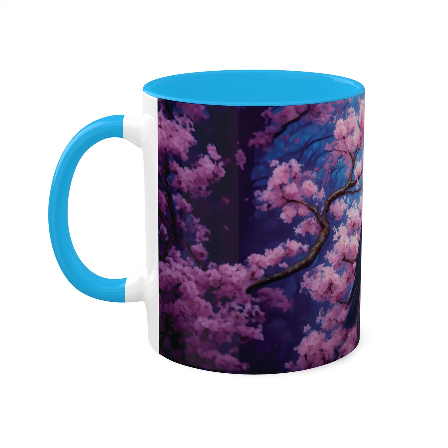 Raven Sakura Cherry Blossom Colorful Mug 11oz - My original art