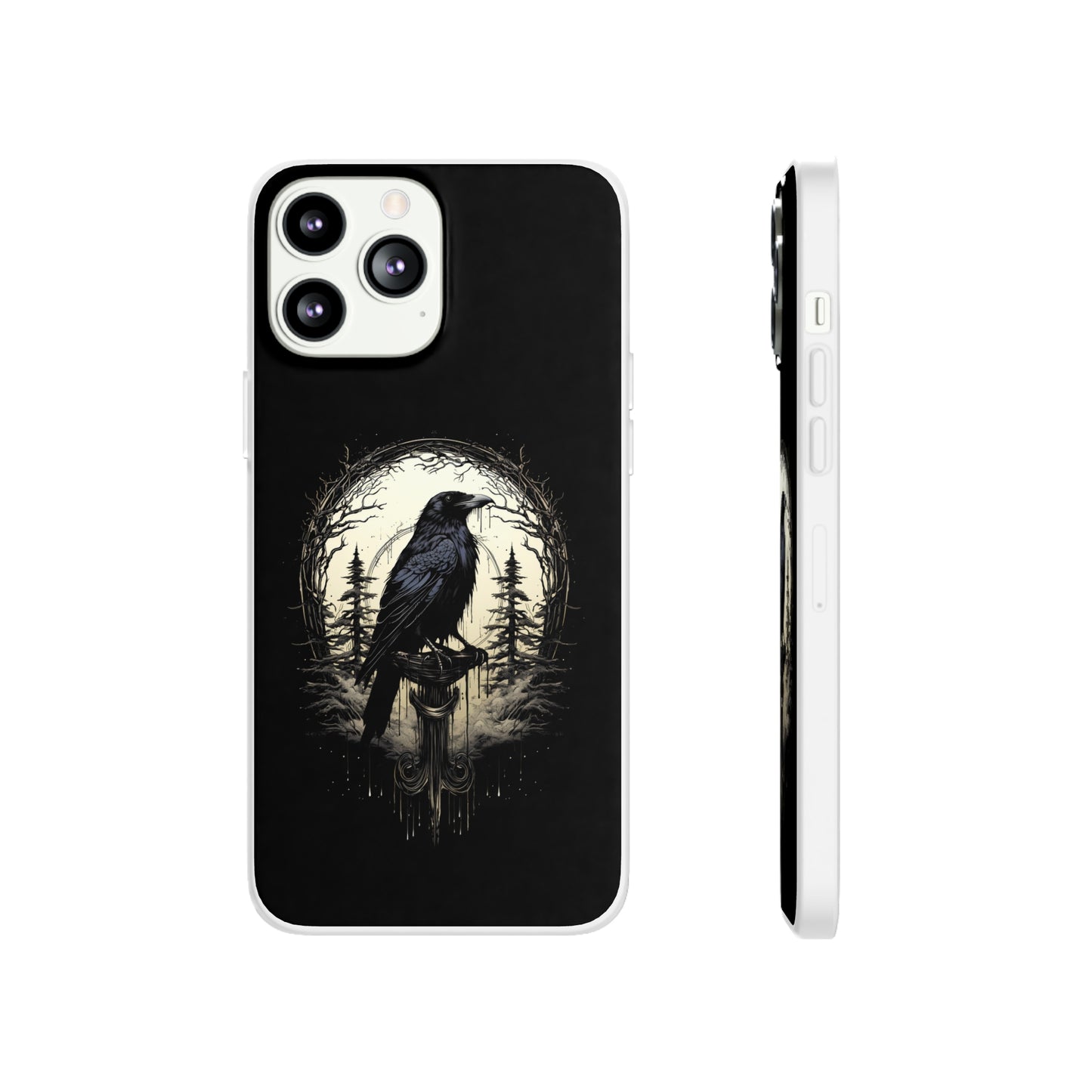 Night's Sentinel Goth Raven Phone Case for iPhone 13 14 pro max Galaxy s22 s23 ultra - optional gift box -dark academia black phone case