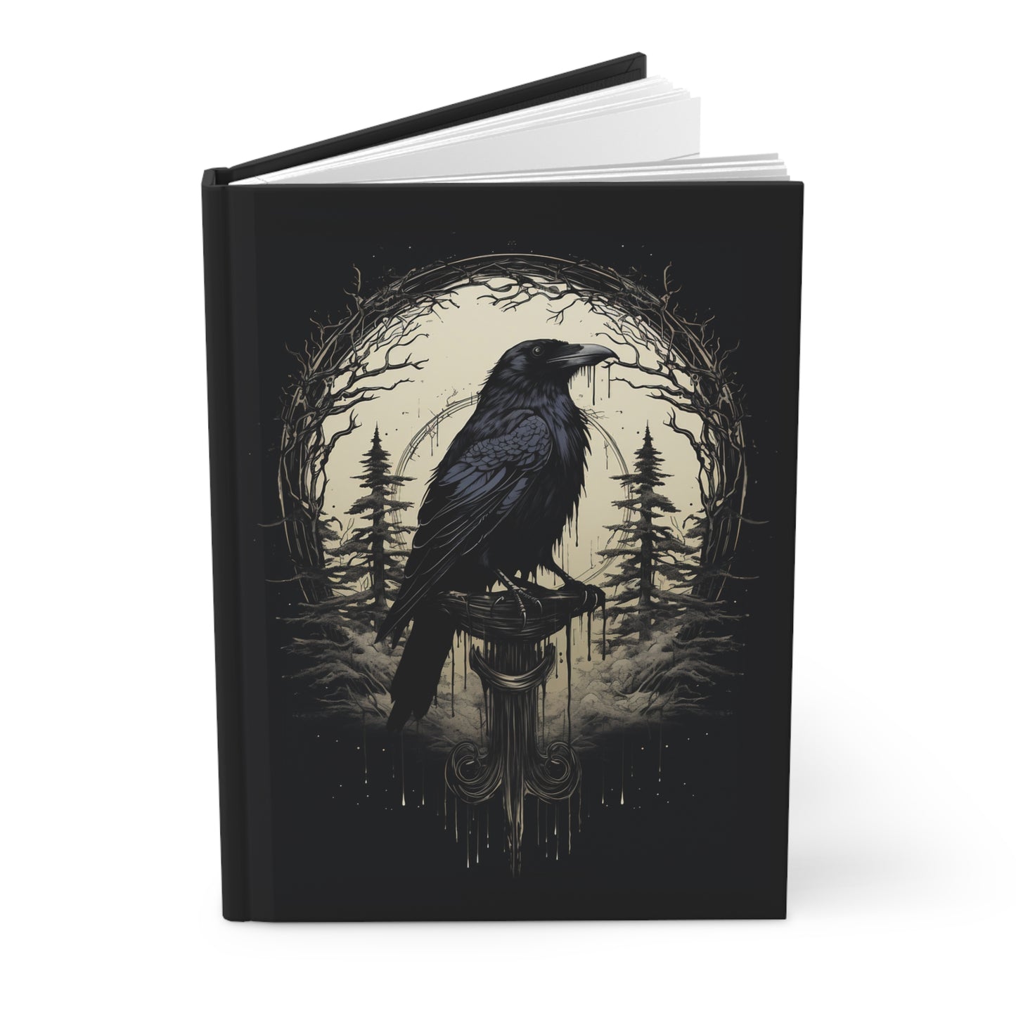 Gothic Notebook - Night's Sentinel, Raven Hardcover Journal gothic raven art notebook aesthetic notebook hardcover notebook dark academia