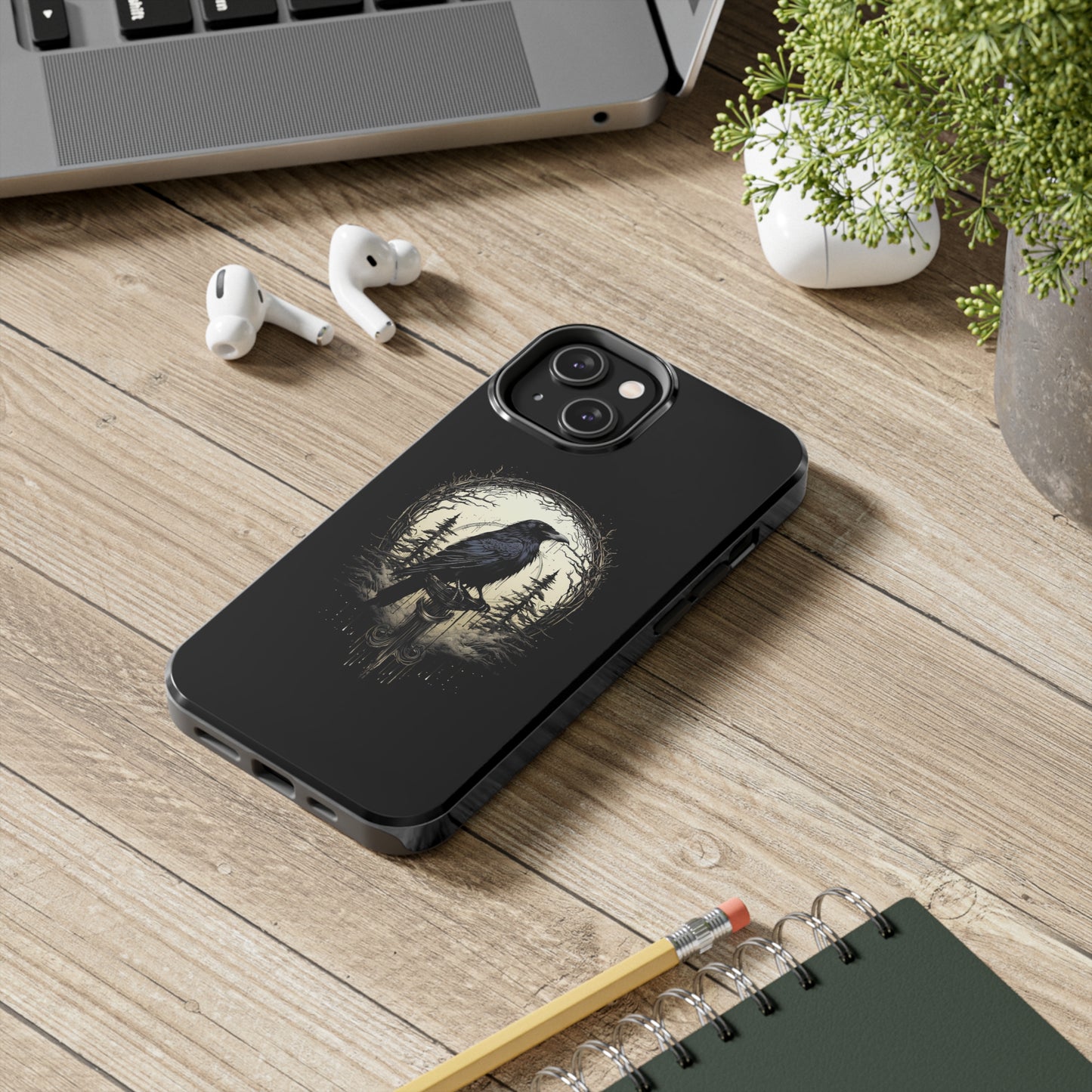 Night's Sentinel Tough Phone Case for iPhone 15 14 13 12 11 pro max XR XS 7 8 SE Gothic Black phone case Dark Academia iPhone case