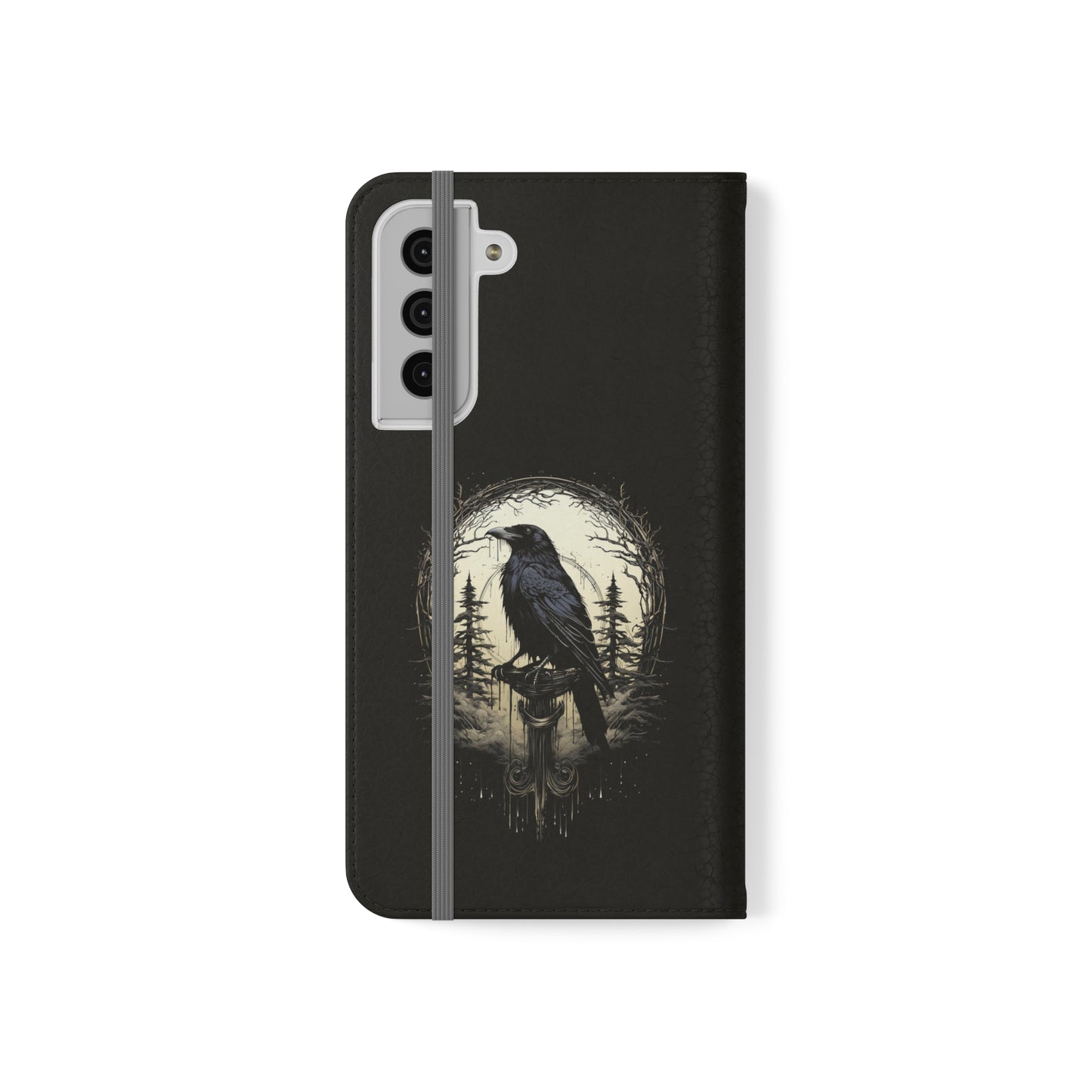 Night's Sentinel Flip Case Phone Case Gothic Raven Flip Phone Case Dark Academia Phone Case Dark Art Flip Case s22 s21 iphone 13 12 11