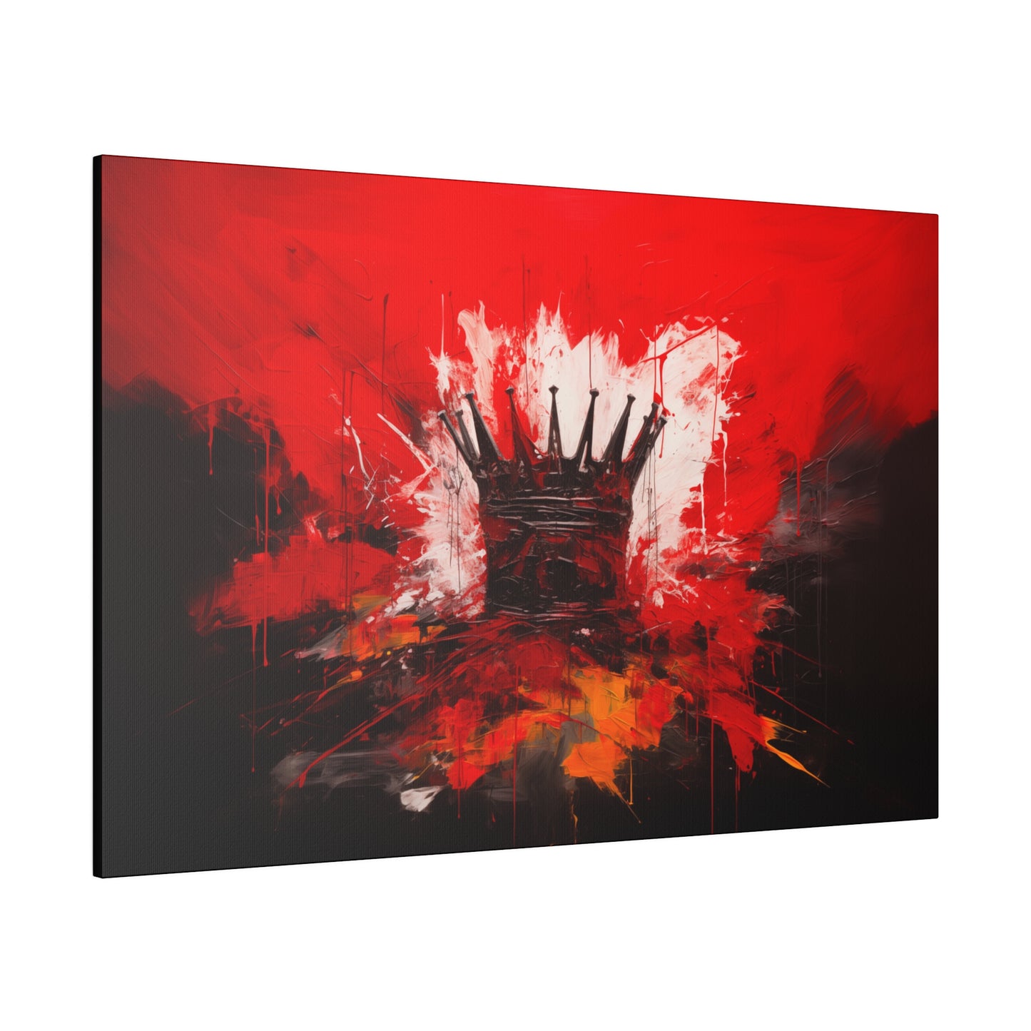 Painted Crown Matte Canvas Red and Black Abstract Art Print 12x9, 16x12, 24x16, 30x20, 36x24, 40x30, 48x32 inch Artwork