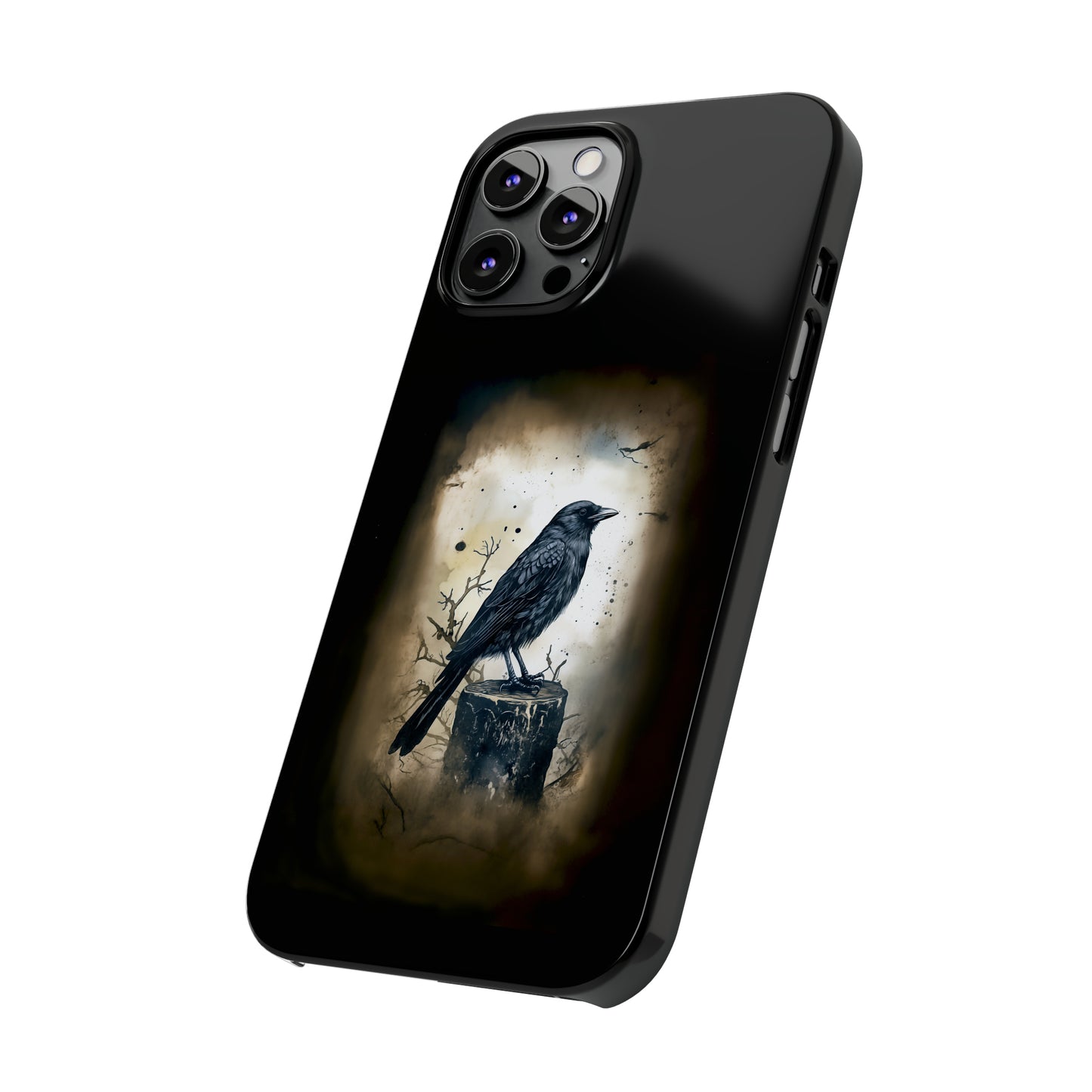 Raven Visage Black Raven Gothic Slim Phone Case iPhone 15 Pro Case Black iPhone Case Black iPhone 15 case 14 13 dark academia