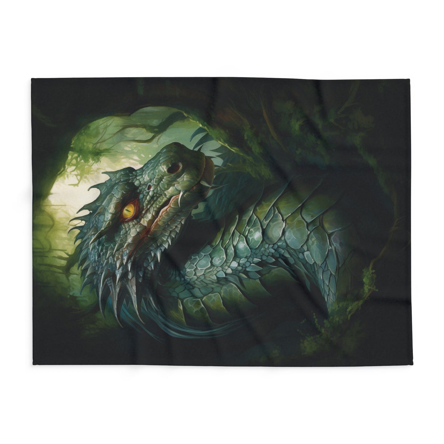 Dragonslither Arctic Fleece Blanket Green Dragon Blanket Fleece Dragon Blanket Green Blanket