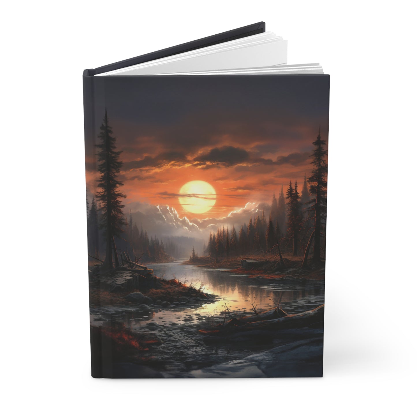 Original Sunset Nature Art Notebook - Sunset Journal, Sunset Notebook, Woods, cabin, nature, serene