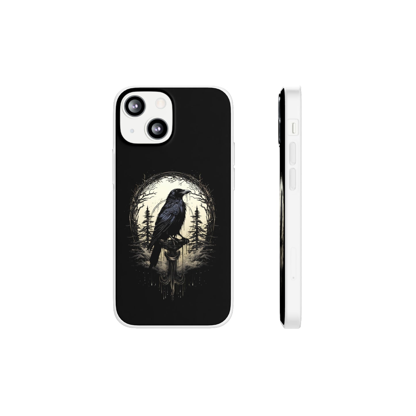 Night's Sentinel Goth Raven Phone Case for iPhone 13 14 pro max Galaxy s22 s23 ultra - optional gift box -dark academia black phone case