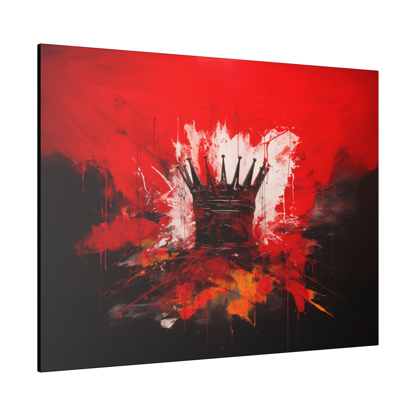 Painted Crown Matte Canvas Red and Black Abstract Art Print 12x9, 16x12, 24x16, 30x20, 36x24, 40x30, 48x32 inch Artwork