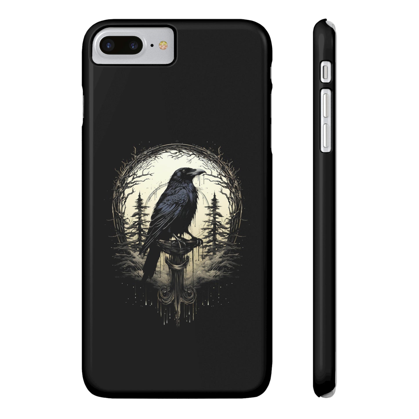 Night's Sentinel Black Raven Gothic Slim Phone Case iPhone 15 Pro Case Black iPhone Case Black iPhone 15 case 14 13 dark academia