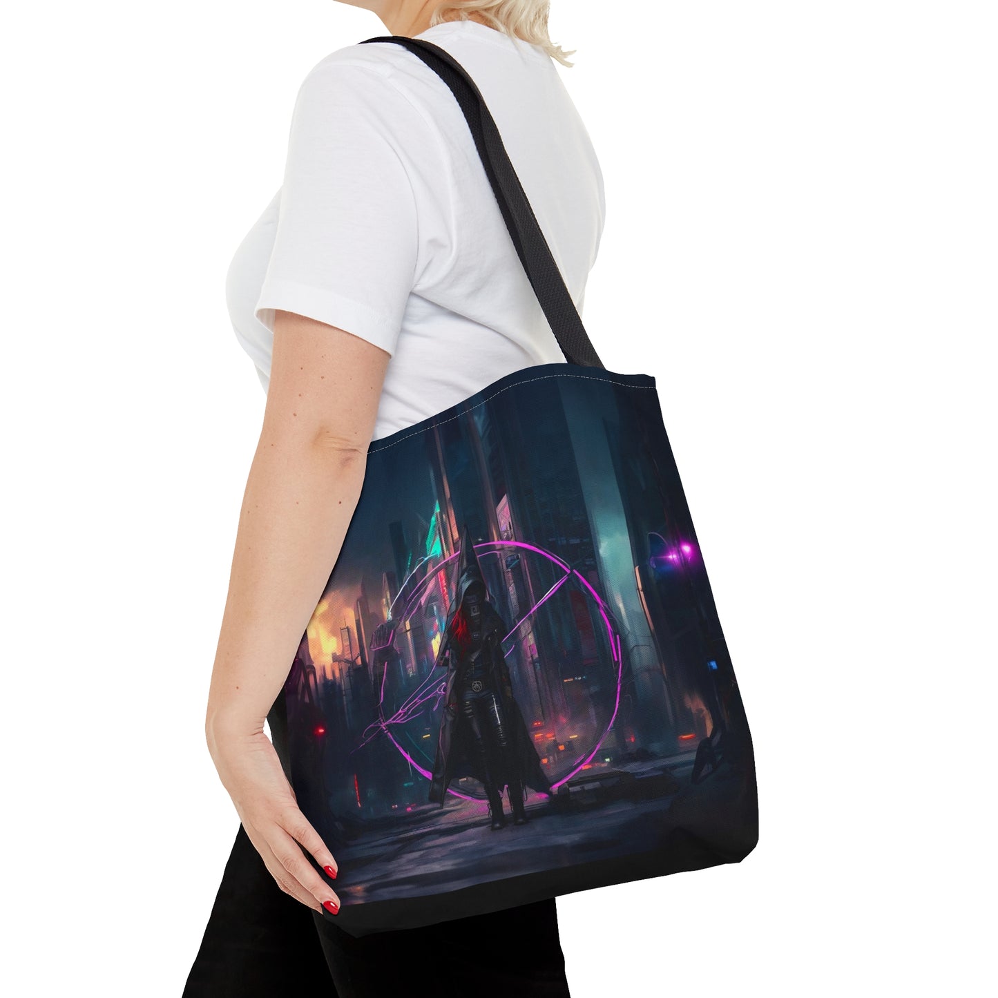 Technomancer's Ward, Cyberpunk Anarchy Mage Tote Bag, cloth shoulder bag, canvas shoulder bag, bag for women and girls, cloth tote, future