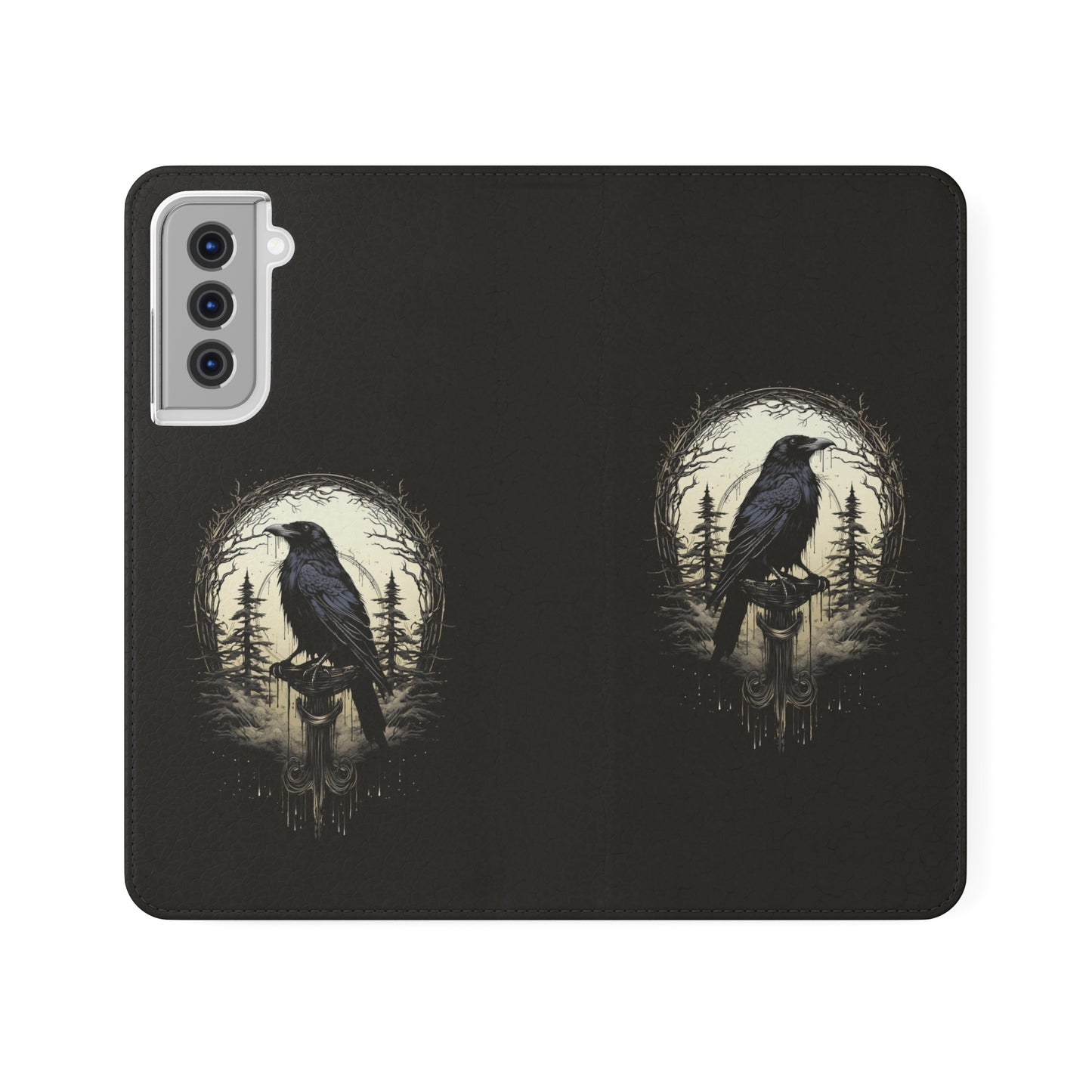 Night's Sentinel Flip Case Phone Case Gothic Raven Flip Phone Case Dark Academia Phone Case Dark Art Flip Case s22 s21 iphone 13 12 11