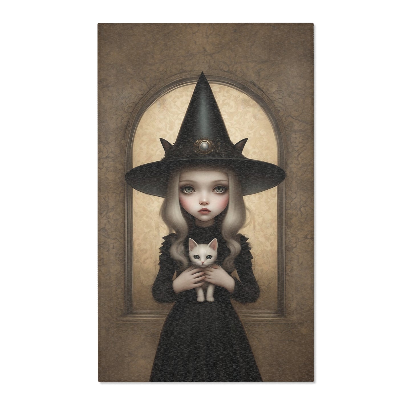 Witchcraft & Whiskers Area Rug - Pop Gothic Surreal Woman and Cat