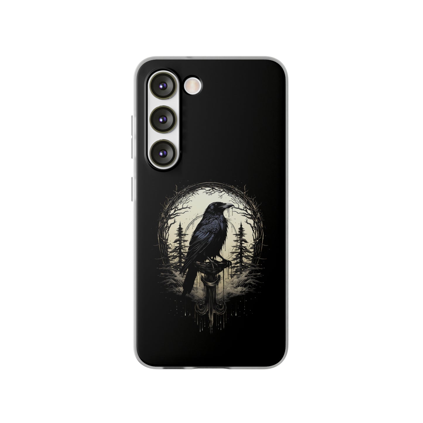 Night's Sentinel Goth Raven Phone Case for iPhone 13 14 pro max Galaxy s22 s23 ultra - optional gift box -dark academia black phone case