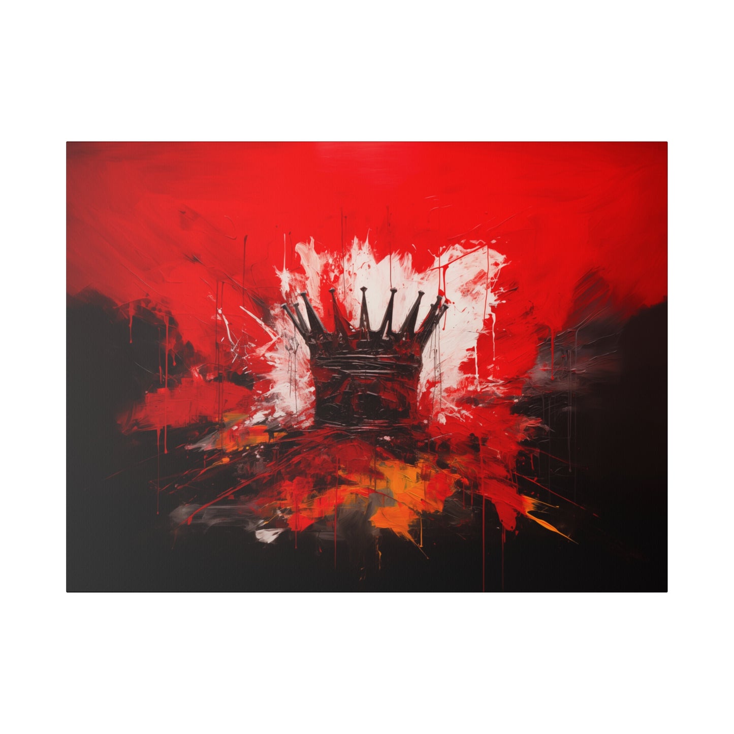 Painted Crown Matte Canvas Red and Black Abstract Art Print 12x9, 16x12, 24x16, 30x20, 36x24, 40x30, 48x32 inch Artwork