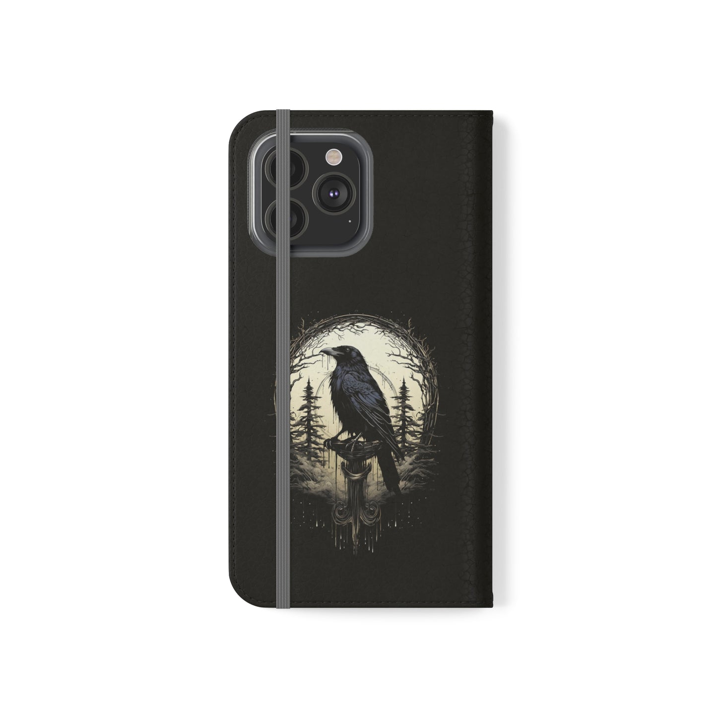 Night's Sentinel Flip Case Phone Case Gothic Raven Flip Phone Case Dark Academia Phone Case Dark Art Flip Case s22 s21 iphone 13 12 11