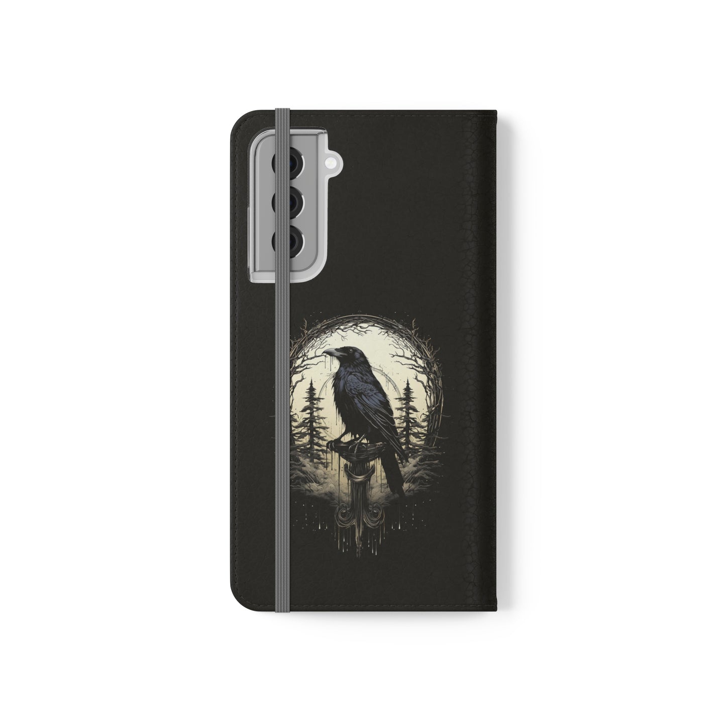 Night's Sentinel Flip Case Phone Case Gothic Raven Flip Phone Case Dark Academia Phone Case Dark Art Flip Case s22 s21 iphone 13 12 11