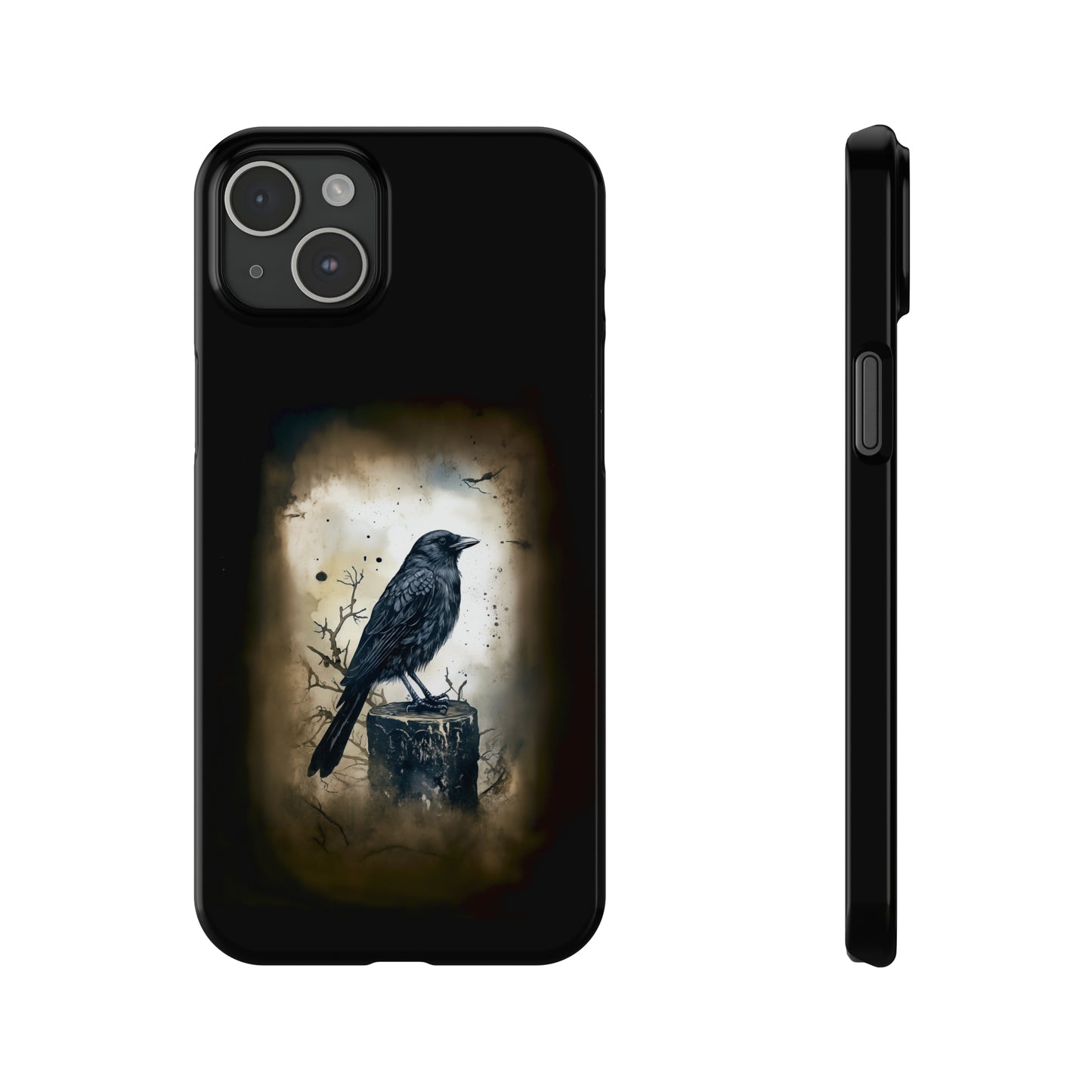 Raven Visage Black Raven Gothic Slim Phone Case iPhone 15 Pro Case Black iPhone Case Black iPhone 15 case 14 13 dark academia