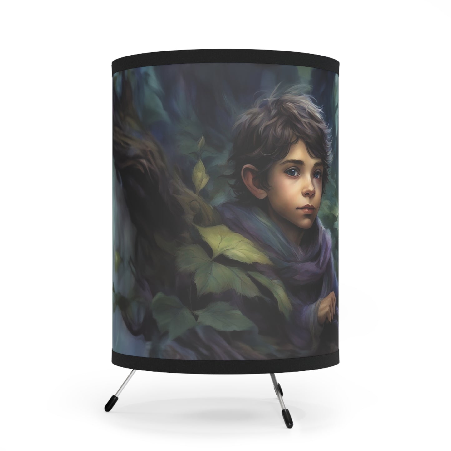 Fantasy Boy and Dog Lamp, fantasy table lamp, drum lamp, kids table lamp, bedside lamp, enchanted forest table lamp, kids bedside lamp