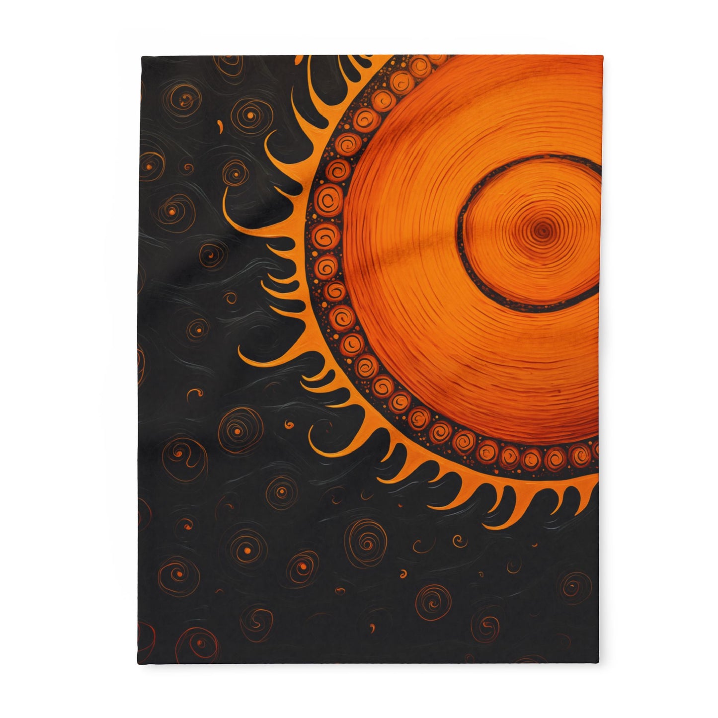 Flaming Sun Blanket Arctic Fleece Blanket Orange Black Fuzzy Blanket Warm Blanket Soft Blanket Boho Sun Trippy