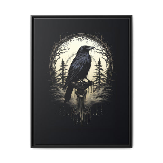 Night's Sentinel Canvas Print - My original art - gothic dark academia raven