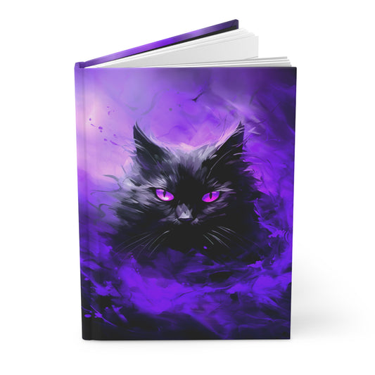 Purple Meow Hardcover Journal Abstract Art Cat Notebook