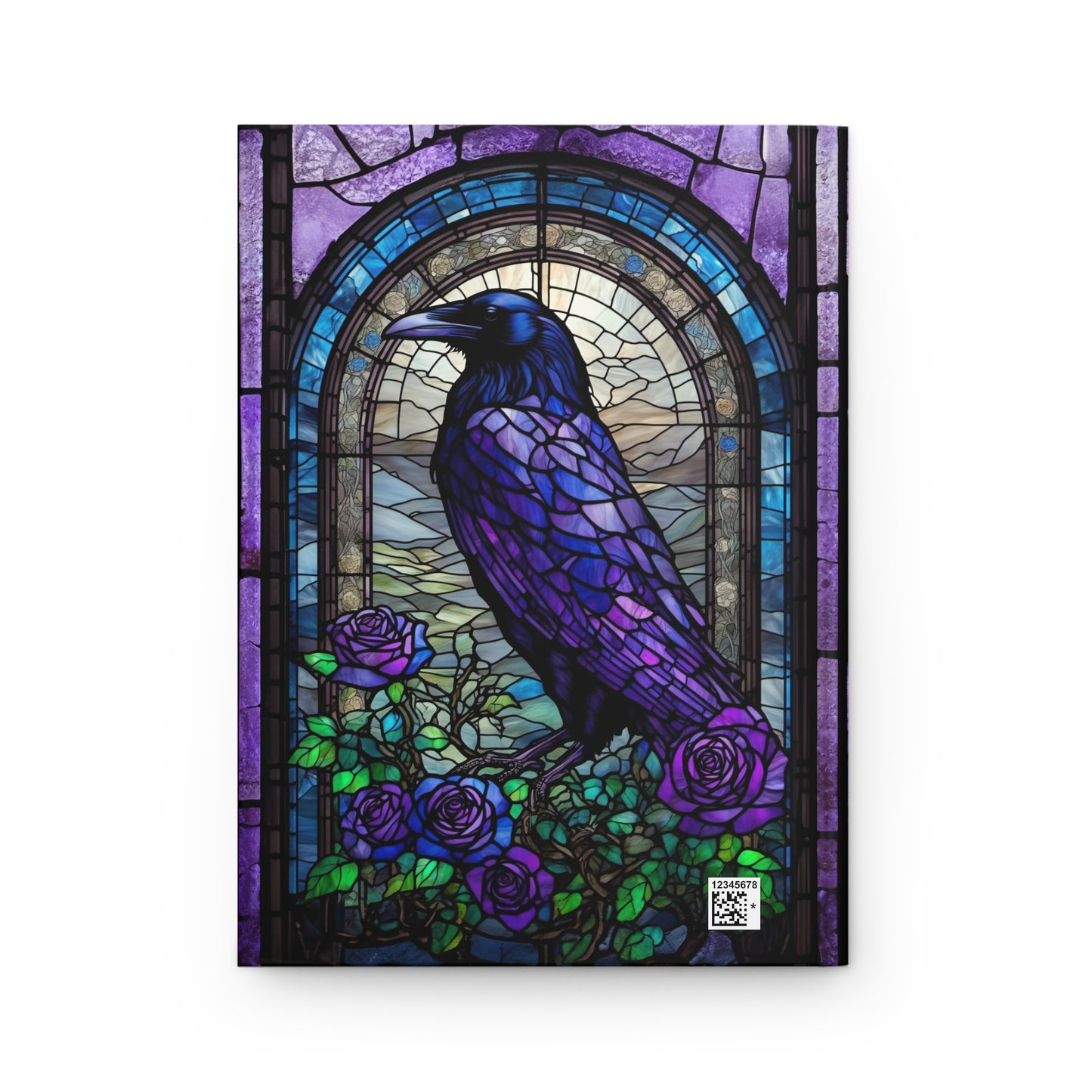 Raven Stained Glass Hardcover Journal Purple and Blue Notebook