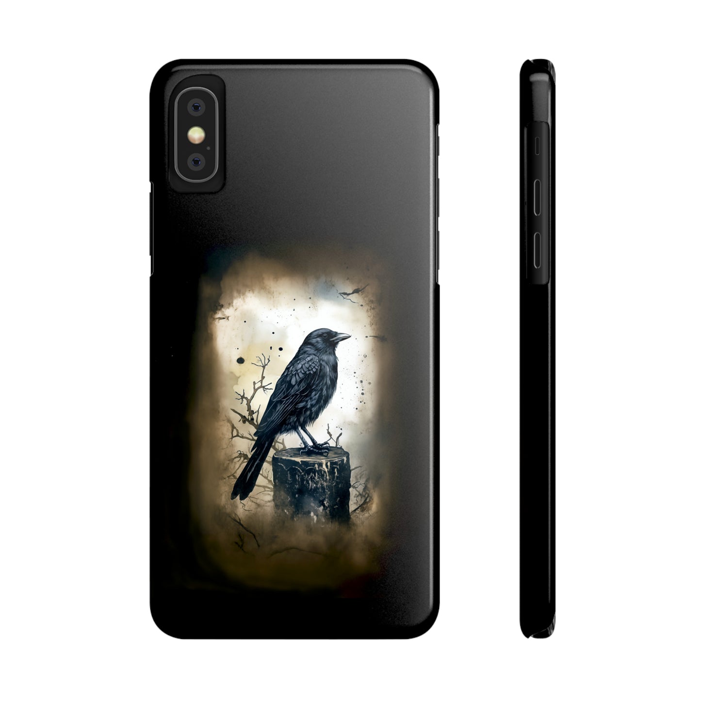 Raven Visage Black Raven Gothic Slim Phone Case iPhone 15 Pro Case Black iPhone Case Black iPhone 15 case 14 13 dark academia